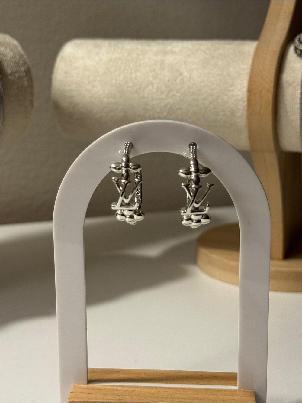 Silver Logo Drop Earrings
